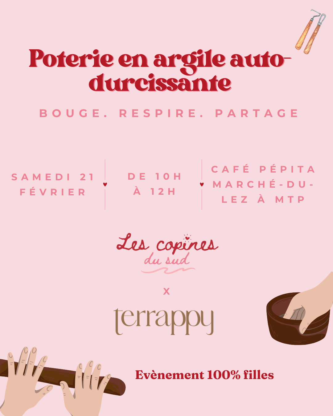 Atelier poterie en argile auto durcissante